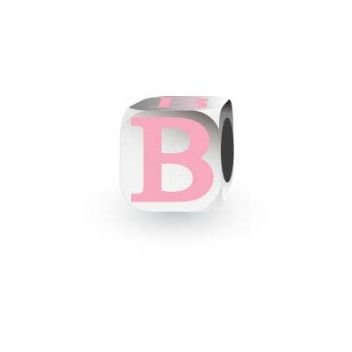 MY LITTLE ANGEL BABYLINKS ALPHABET BEAD CHARM PINK LETTER B -BL-B-PK