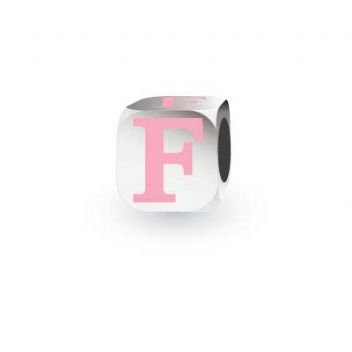 MY LITTLE ANGEL BABYLINKS ALPHABET BEAD CHARM PINK LETTER F -BL-F-PK