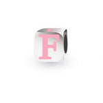 MY LITTLE ANGEL BABYLINKS ALPHABET BEAD CHARM PINK LETTER F -BL-F-PK