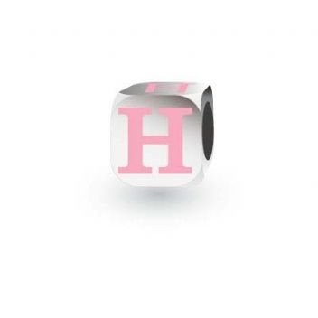 MY LITTLE ANGEL BABYLINKS ALPHABET BEAD CHARM PINK LETTER H -BL-H-PK