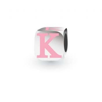 MY LITTLE ANGEL BABYLINKS ALPHABET BEAD CHARM PINK LETTER K -BL-K-PK