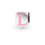 MY LITTLE ANGEL BABYLINKS ALPHABET BEAD CHARM PINK LETTER L -BL-L-PK