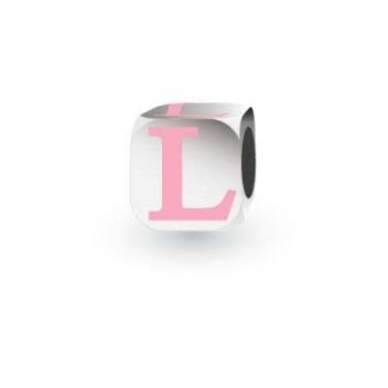 MY LITTLE ANGEL BABYLINKS ALPHABET BEAD CHARM PINK LETTER L -BL-L-PK