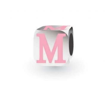 MY LITTLE ANGEL BABYLINKS ALPHABET BEAD CHARM PINK LETTER M -BL-M-PK