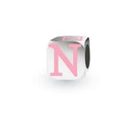 MY LITTLE ANGEL BABYLINKS ALPHABET BEAD CHARM PINK LETTER N -BL-N-PK