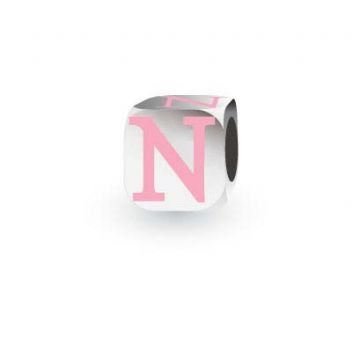 MY LITTLE ANGEL BABYLINKS ALPHABET BEAD CHARM PINK LETTER N -BL-N-PK