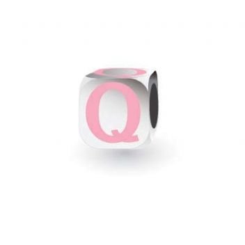 MY LITTLE ANGEL BABYLINKS ALPHABET BEAD CHARM PINK LETTER Q -BL-Q-PK