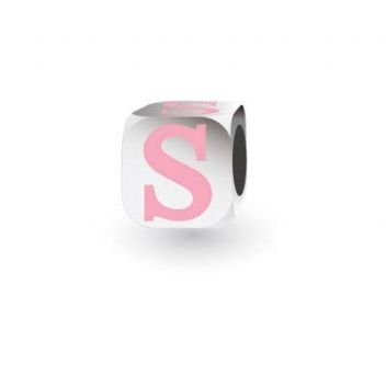 MY LITTLE ANGEL BABYLINKS ALPHABET BEAD CHARM PINK LETTER S -BL-S-PK