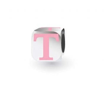 MY LITTLE ANGEL BABYLINKS ALPHABET BEAD CHARM PINK LETTER T -BL-T-PK