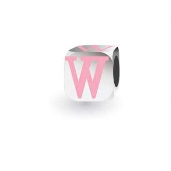 MY LITTLE ANGEL BABYLINKS ALPHABET BEAD CHARM PINK LETTER W -BL-W-PK