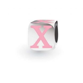 MY LITTLE ANGEL BABYLINKS ALPHABET BEAD CHARM PINK LETTER X -BL-X-PK