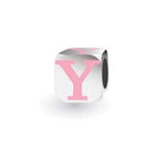 MY LITTLE ANGEL BABYLINKS ALPHABET BEAD CHARM PINK LETTER Y -BL-Y-PK