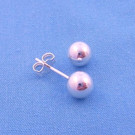 STERLING SILVER 6mm BALL STUD EARRINGS