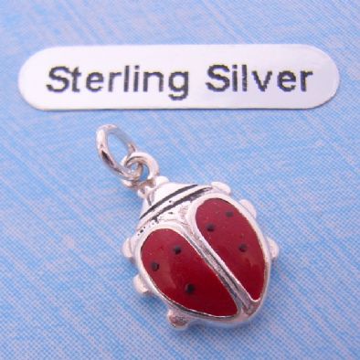 STERLING SILVER 8mm LADYBUG LADYBIRD CHARM PENDANT