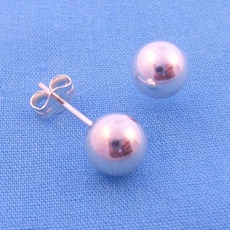STERLING SILVER 7mm BALL STUD EARRINGS