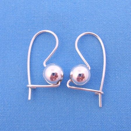 STERLING SILVER 6mm EUROBALL HOOK EARRINGS