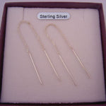 STERLING SILVER THREAD EARRINGS CURB CHAIN DESIGN