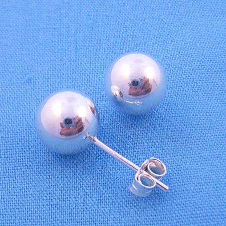 STERLING SILVER 8mm BALL STUD EARRINGS