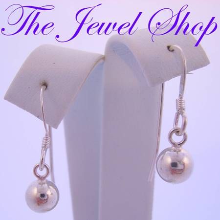 STERLING SILVER 6mm BALL HOOK EARRINGS BALL DROP DESIGN