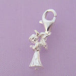 STERLING SILVER 6mm x 12mm ANGEL PRAYING CLIP ON CHARM - HR983