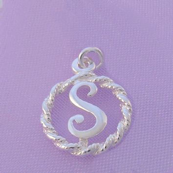 STERLING SILVER 12mm ALPHABET INITIAL TRADITIONAL CHARM LETTER S