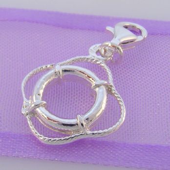STERLING SILVER SHIP BOAT LIFEBOUY CLIP ON CHARM - HR1619