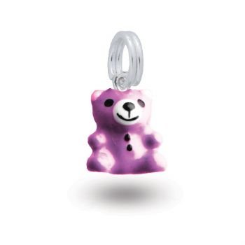 MY LITTLE ANGEL BABYLINKS TEDDY BEAR BEAD CHARM PURPLE -BLPU-BEAR