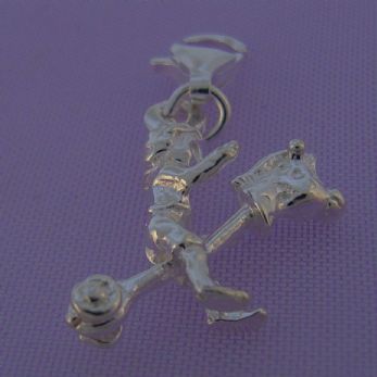 STERLING SILVER LITTLE BOY & HOBBY HORSE CLIP ON CHARM -HR1606