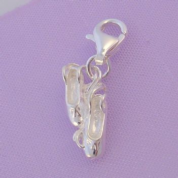 STERLING SILVER BALLERINA BALLET SLIPPERS CLIP ON CHARM -HR1063