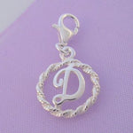 STERLING SILVER 12mm ALPHABET INITIAL CLIP ON CHARM LETTER D -CH-SS-HR1171-D