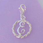 STERLING SILVER 12mm ALPHABET INITIAL CLIP ON CHARM LETTER E -CH-SS-HR1171-E