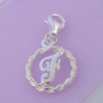 STERLING SILVER 12mm ALPHABET INITIAL CLIP ON CHARM LETTER F -CH-SS-HR1171-F