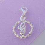 STERLING SILVER 12mm ALPHABET INITIAL CLIP ON CHARM LETTER G -CH-SS-HR1171-G