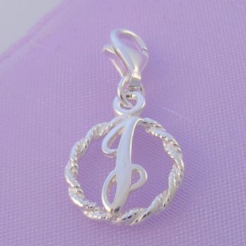 STERLING SILVER 12mm ALPHABET INITIAL CLIP ON CHARM LETTER i -CH-SS-HR1171-i