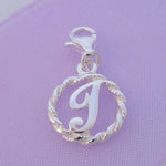 STERLING SILVER 12mm ALPHABET INITIAL CLIP ON CHARM LETTER J -CH-SS-HR1171-J