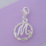 STERLING SILVER 12mm ALPHABET INITIAL CLIP ON CHARM LETTER M -CH-SS-HR1171-M