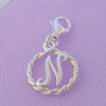 STERLING SILVER 12mm ALPHABET INITIAL CLIP ON CHARM LETTER N -CH-SS-HR1171-N