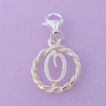 STERLING SILVER 12mm ALPHABET INITIAL CLIP ON CHARM LETTER O -CH-SS-HR1171-O