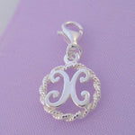 STERLING SILVER 12mm ALPHABET INITIAL CLIP ON CHARM LETTER X -CH-SS-HR1171-X