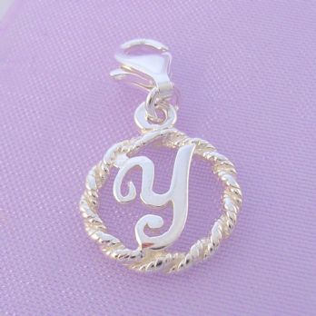 STERLING SILVER 12mm ALPHABET INITIAL CLIP ON CHARM LETTER Y -CH-SS-HR1171-Y