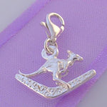 STERLING SILVER KANGAROO & BOOMERANG CLIP ON CHARM - HR2249