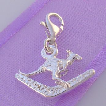 STERLING SILVER KANGAROO & BOOMERANG CLIP ON CHARM - HR2249