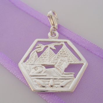 STERLING SILVER EGYPTIAN SPHINX PYRAMIDS CLIP ON CHARM - HR2608