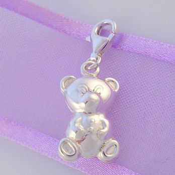 STERLING SILVER 3D 10x19mm TEDDY BEAR CLIP ON CHARM - TP899782