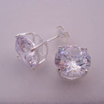 STERLING SILVER 8mm MANMADE DIAMOND CZ CUBIC ZIRCONIA STUD EARRINGS