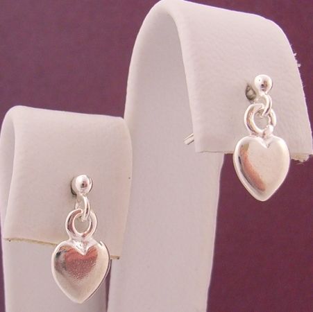BABY STERLING SILVER 2mm BALL and 6mm LOVE HEART CHARM BALL STUD EARRINGS