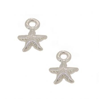 STERLING SILVER 7mm TWO STARFISH for SLEEPER EARRING CHARMS
