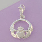 STERLING SILVER 16mm IRISH CLADDAGH CLIP ON CHARM - HR1511