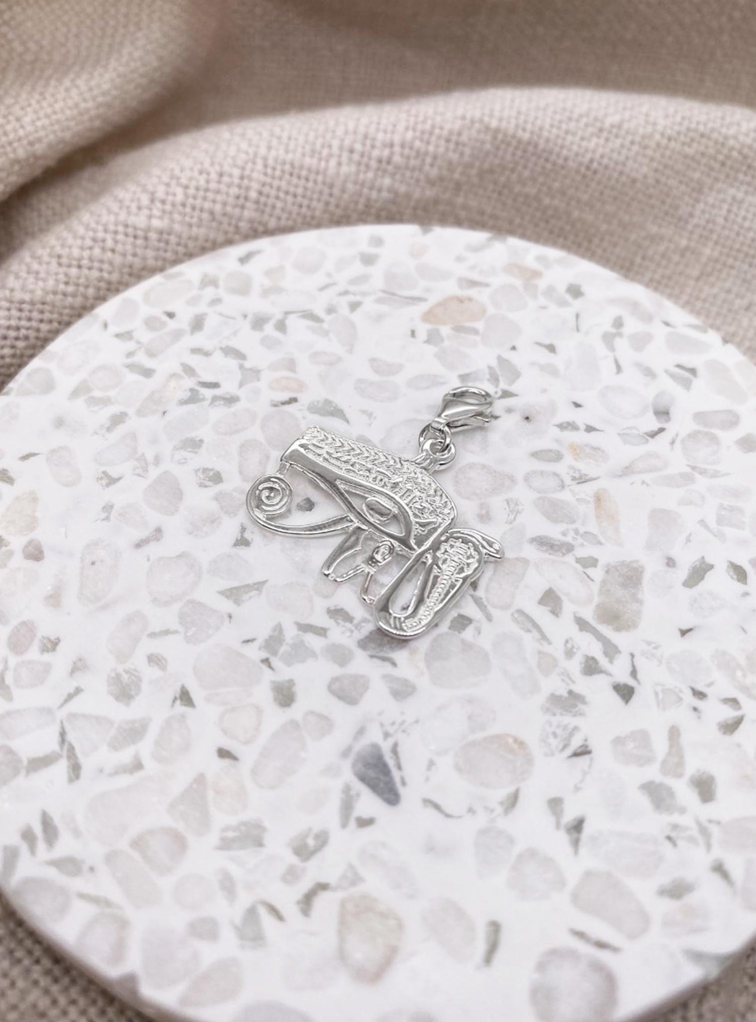 Sterling Silver Egyptian Wedjat Eye Uraeus Clip on Charm
