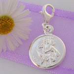 STERLING ROUND ST CHRISTOPHER TRAVEL SAINT CLIP CHARM - HR2278